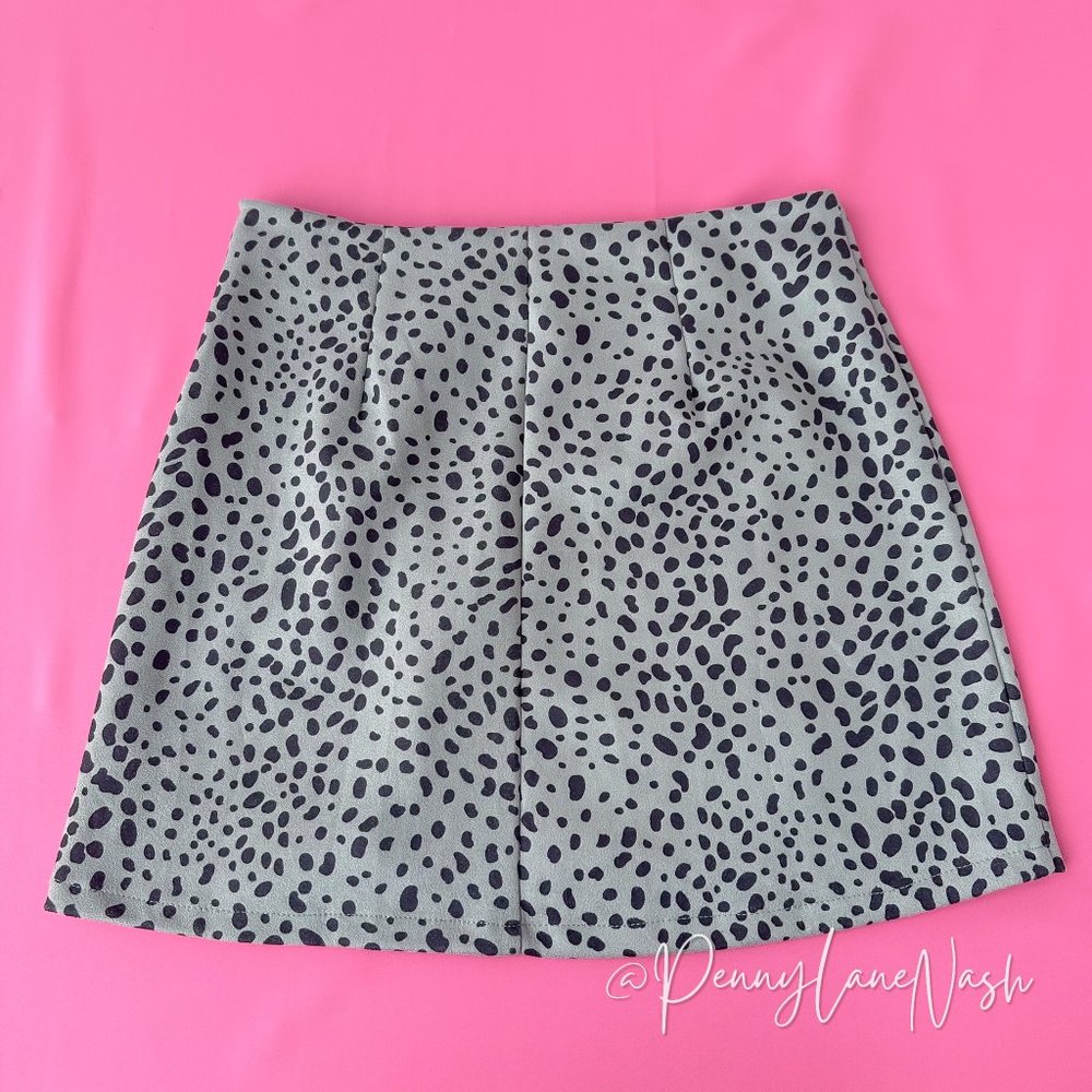 She+Sky Animal Print Mini Skirt Gray/Black - Picture 6 of 7
